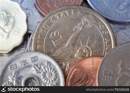 Chinese coin and many international currency