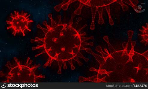 chinese coronavirus or covid-19 virus (3D rendering)