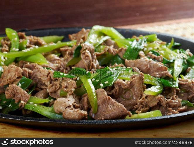 chinese cuisine .Chinese dish - beef with vegetables close-up