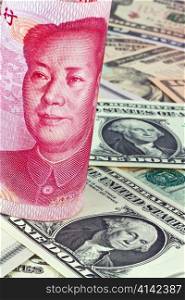 chinese currency yuan and u.s. dollars amerkinaische bills