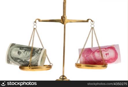 chinese currency yuan and u.s. dollars amerkinaische bills