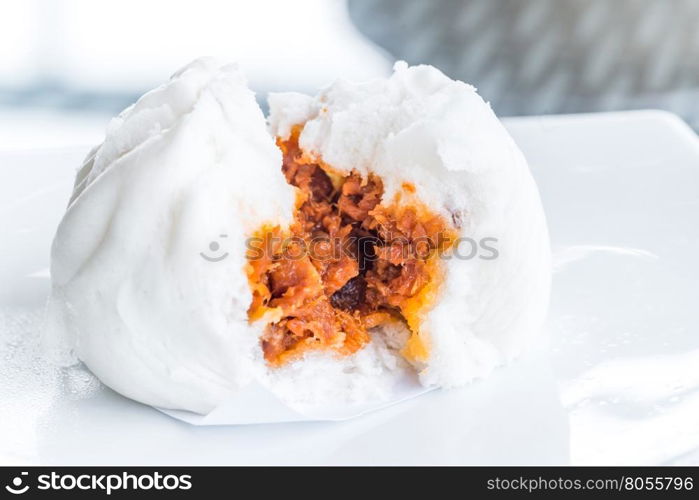 Chinese dim sum BBQ Pork Bun - Steamed Chinese groumet cuisine