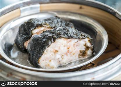 Chinese dim sum seaweed pork dumpling - Steamed Chinese groumet cuisine