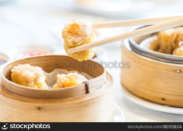 Chinese dim sum Shumai - Steamed Chinese groumet cuisine