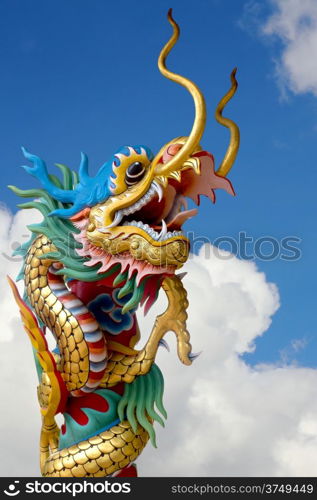 Chinese dragon statue on the sky