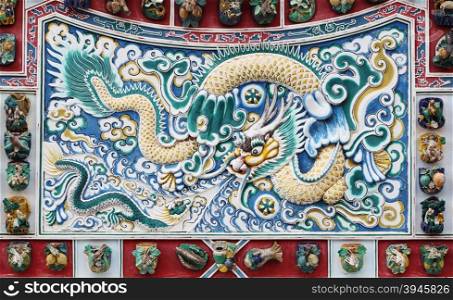 chinese dragon texture on the wall at Bang Pa-in Palace, Thailand
