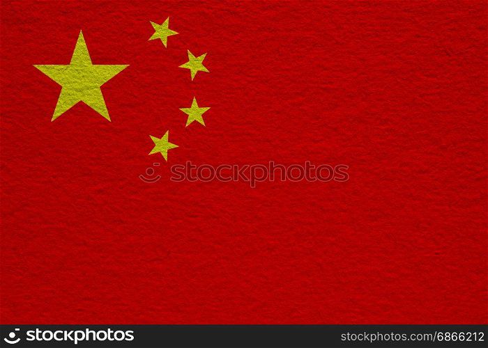 Chinese Flag of China paper texture. the Chinese national flag of China, Asia with paper texture