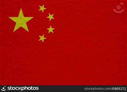 Chinese Flag of China paper texture. the Chinese national flag of China, Asia with paper texture