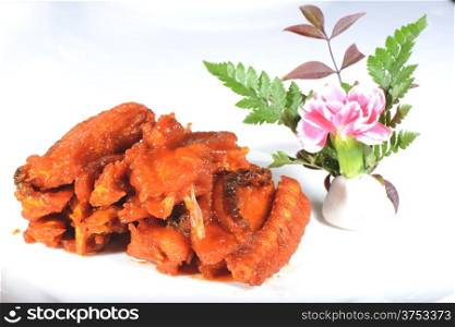 Chinese Food:Fried Hairtail Fish on a white background