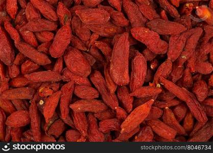 Chinese goji berries close up as a background