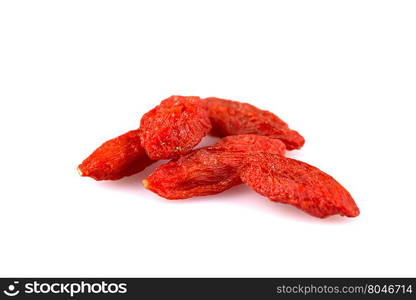 Chinese goji berries close up on white background