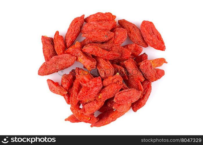 Chinese goji berries close up on white background