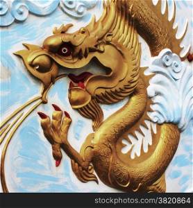 Chinese golden dragon as background