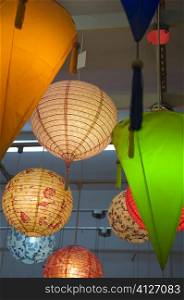 Chinese lanterns hanging, New York City, New York State, USA