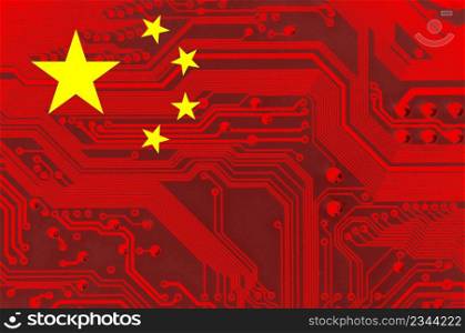 Chinese National Flag with a grunge type effect on PC circuit board