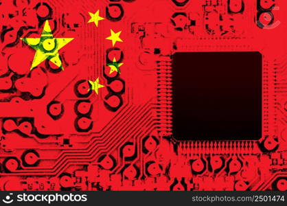 Chinese National Flag with a grunge type effect on PC circuit board