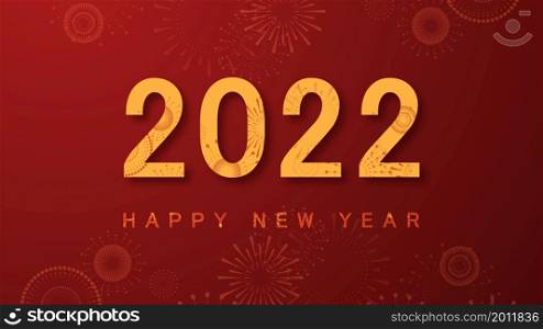 Chinese new year 2022 year of the tiger. Chinese New Year background with golden fireworks on red background. Concept for holiday banner, Chinese New Year Celebration background decoration.