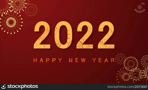 Chinese new year 2022 year of the tiger. Chinese New Year background with golden fireworks on red background. Concept for holiday banner, Chinese New Year Celebration background decoration.