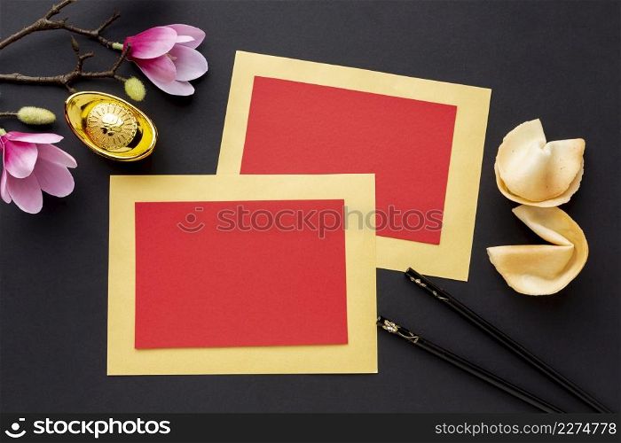 chinese new year card with magnolia