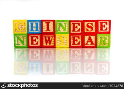 chinese new year reflection on white background