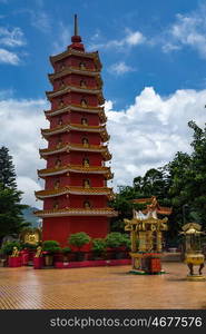 Chinese pagoda at monastery in Hong Kong