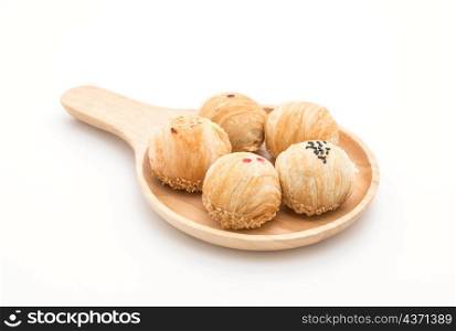 Chinese Pastry-Mung Bean with Egg Yolk on white background