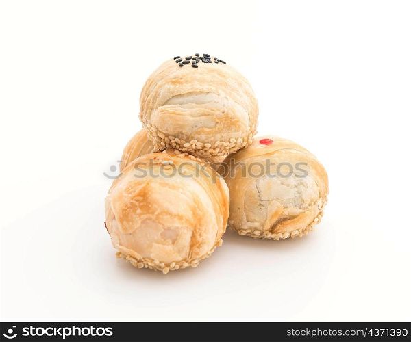 Chinese Pastry-Mung Bean with Egg Yolk on white background