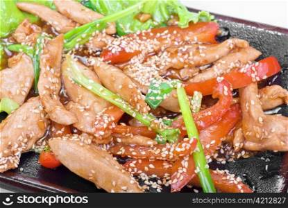 Chinese salad with spicy meat and vegetable