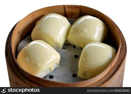 Chinese steamed cheese on mini buns , dim sum