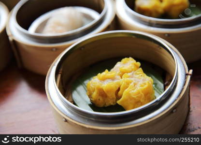 Chinese steamed pork dumplings dim sum