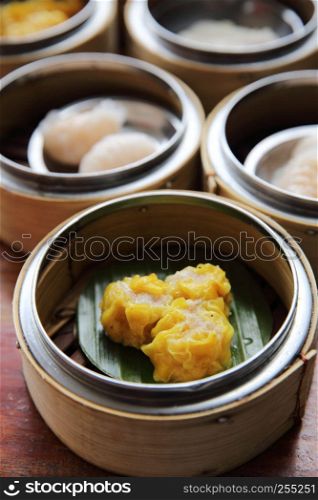 Chinese steamed pork dumplings dim sum