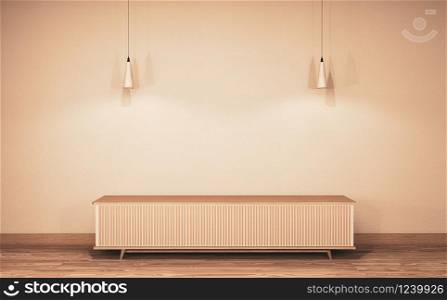 Chinese style Room wooden interior with wooden floor on wall empty. 3D rendering