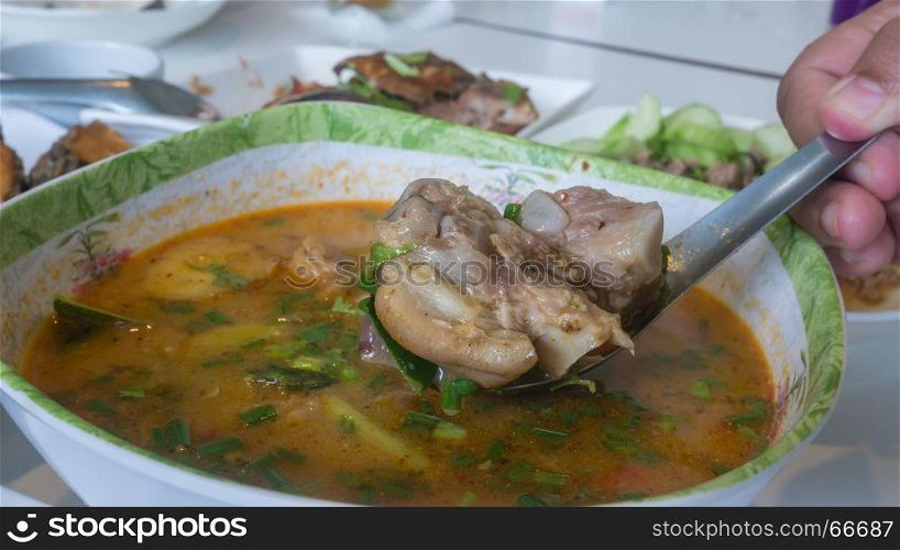 chinese style soup . chinese style soup ,Steamed pork spare ribs and vegetable , hot and spicy