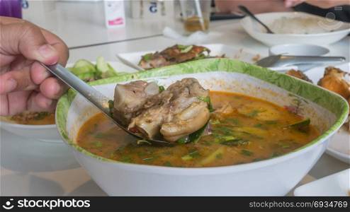 chinese style soup . chinese style soup ,Steamed pork spare ribs and vegetable , hot and spicy