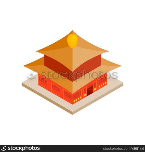 Chinese temple icon in isometric 3d style on a white background. Chinese temple icon, isometric 3d style