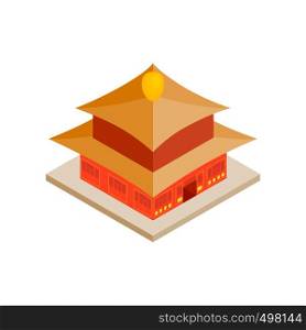Chinese temple icon in isometric 3d style on a white background. Chinese temple icon, isometric 3d style