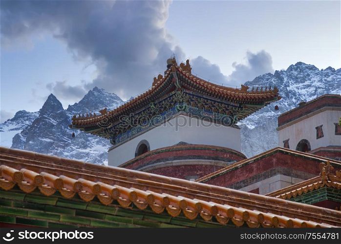 Chinese traditional architecture in the mountains.
