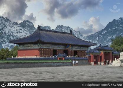 Chinese traditional architecture in the mountains.