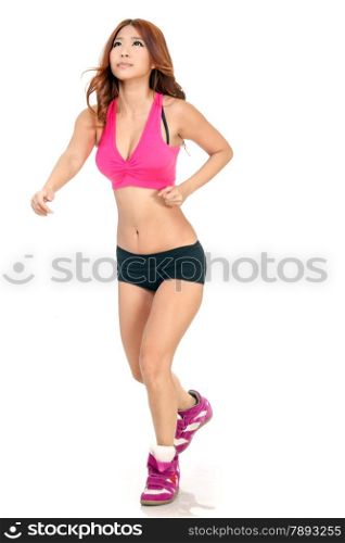 Chinese woman jogging