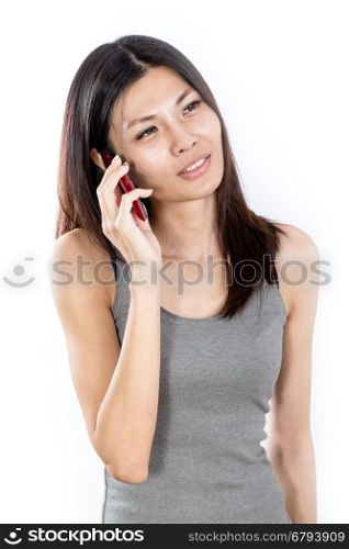 Chinese woman talking on smartphone