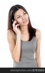 Chinese woman talking on smartphone