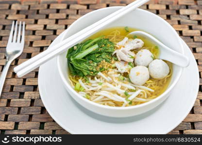 Chinese yellow noodle with fish ball