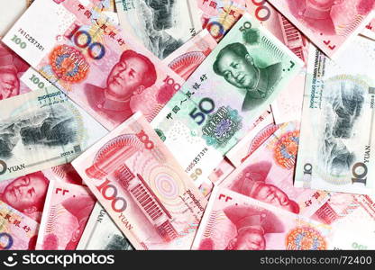 Chinese yuan bank-notes close up
