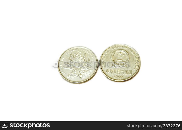 Chinese yuan isolated on the white background