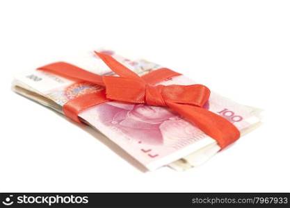 Chinese Yuan Money Gift isolated on white