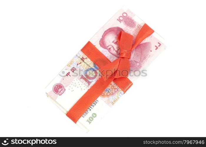 Chinese Yuan Money Gift isolated on white
