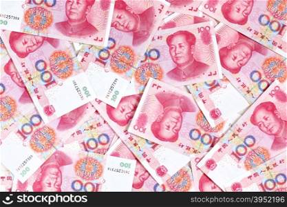 Chinese yuan renminbi banknotes close-up