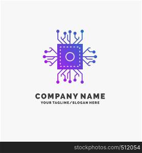Chip, cpu, microchip, processor, technology Purple Business Logo Template. Place for Tagline.. Vector EPS10 Abstract Template background