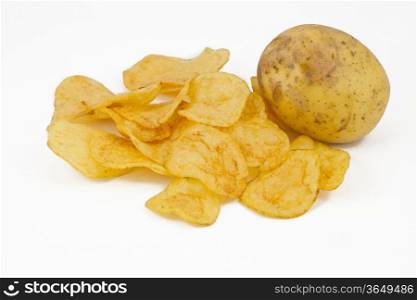 chips and potato isolated on white