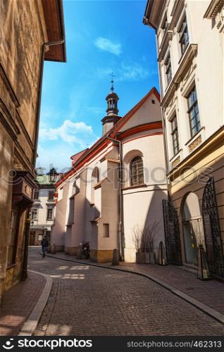 CHISINAU, MOLDOVA - APRIL 19, 2019: Krakow - Poland's historic center, a city with ancient architecture